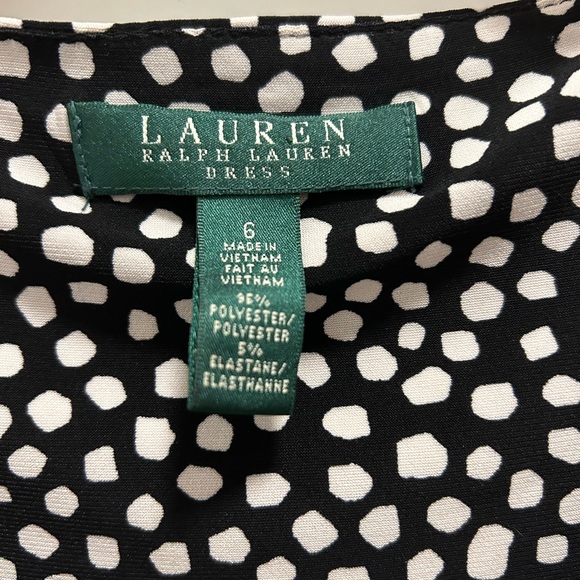 LAUREN Ralph Lauren Sleeveless DRESS SZ 6 Polka Dots V Neckline Office Siren - Picture 4 of 9